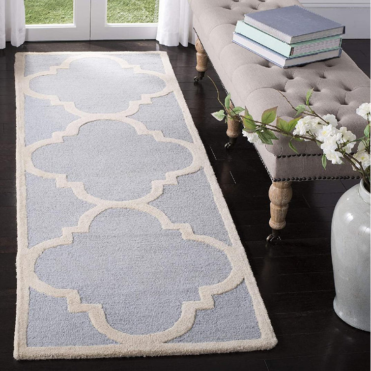 Red Barrel Studio® Handmade Hand Tufted Wool Light Blue/Ivory Indoor